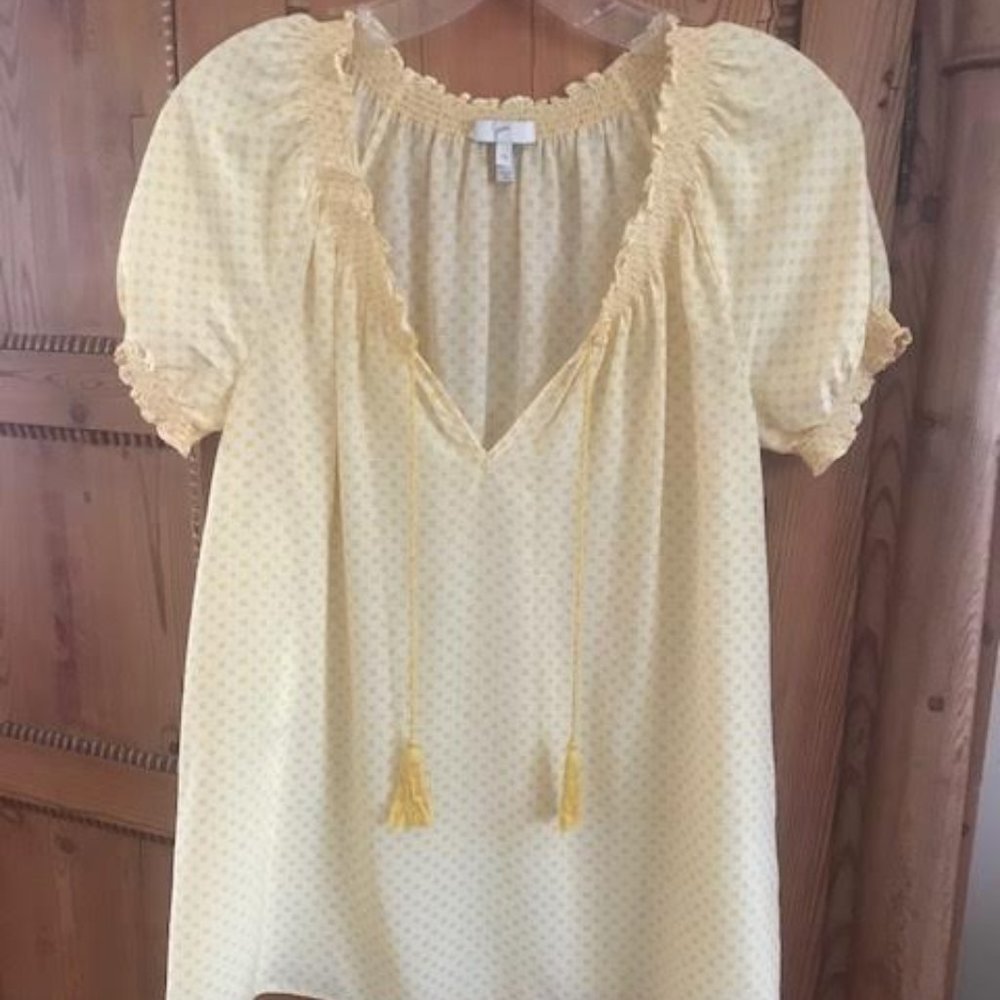 Joie Silk Pleat Silk Puff Sleeve Blouse XS